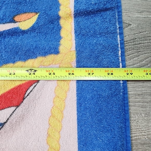 90s VINTAGE Flag Beach Pool Towel Nautical Sailboat Wheel Anchor - Picture 7 of 10